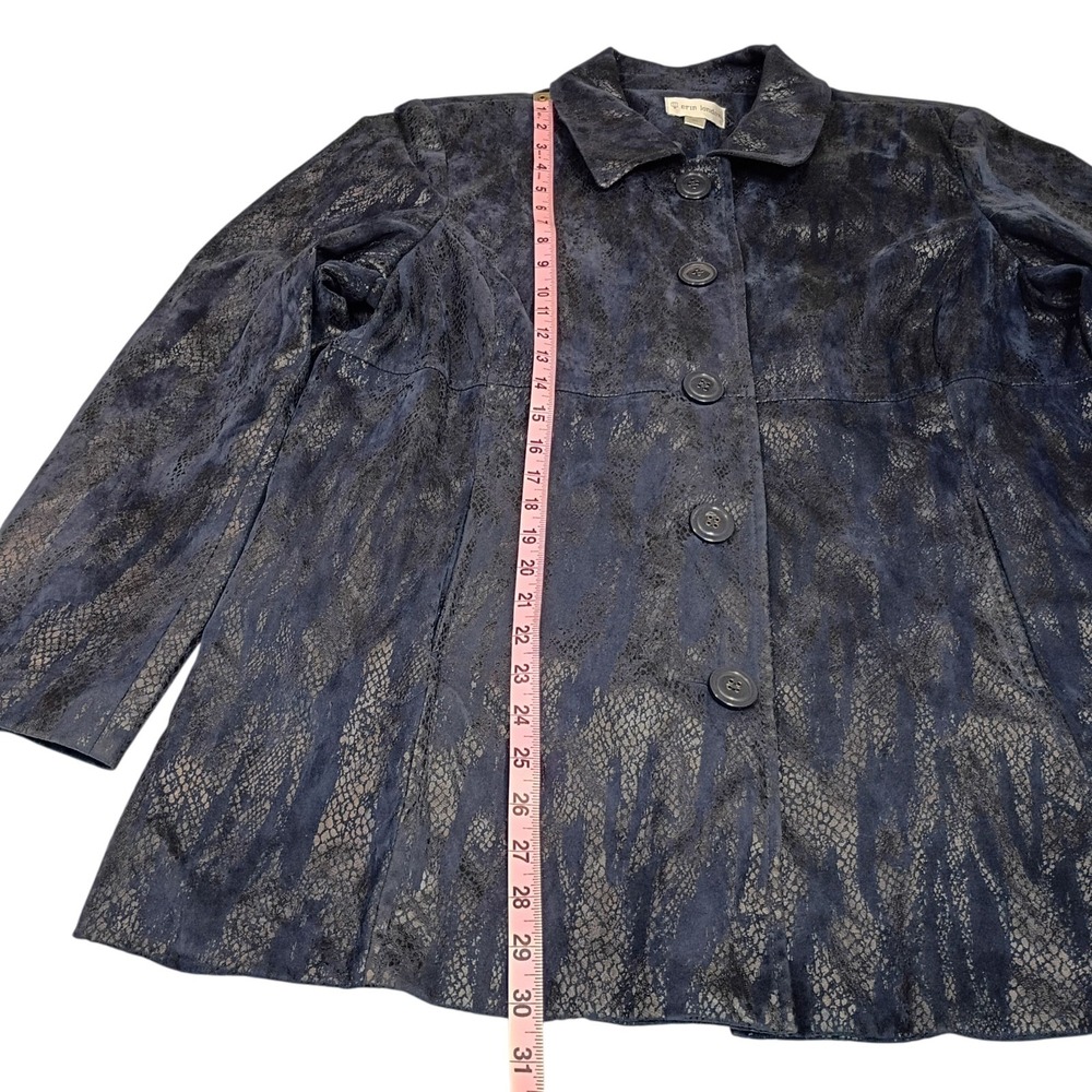 Erin London Textured‎ Snake Print Blazer Women's XL Navy Blue Velour Whimsigoth - Picture 7 of 10